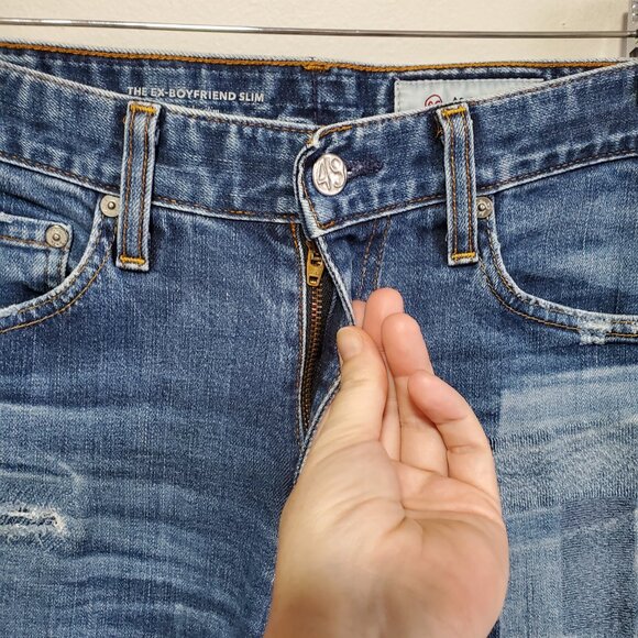 AG ADRIANO GOLDSCHMIED Ex-Boyfriend Slouchy Slim Patchwork Jeans Women's 27 x 26 - Picture 4 of 15